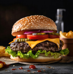 Big classic beef burger. Generative AI