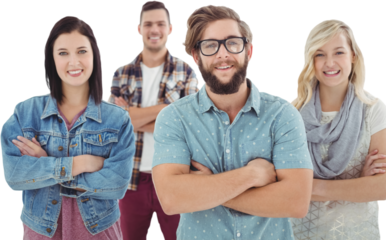 Portrait of smiling business professionals with arms crossed 
