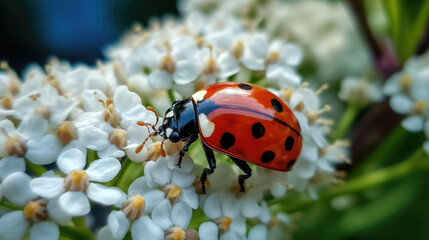 ladybug macro shot, lady bug on the flower (created with Generative AI)