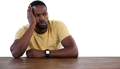 Thoughtful man at table