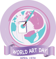 Flat happy world art day illustration
