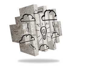 Fototapeta premium Cloud computing idea on abstract screen