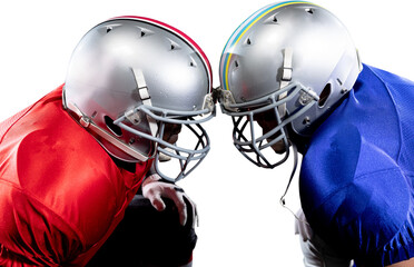 Two American football players head to head