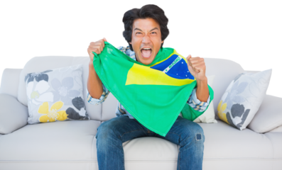 Portrait of football fan screaming