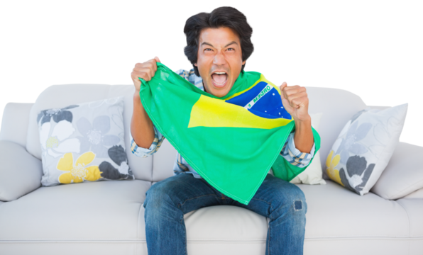 Portrait of football fan screaming
