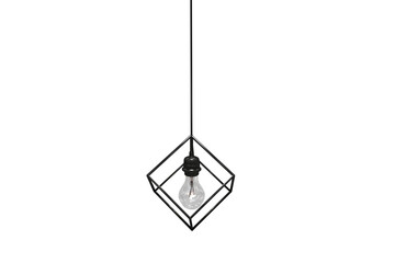 3d image of black pendant light against white background