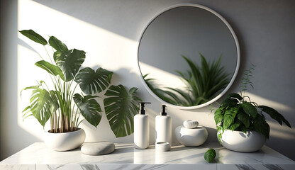 design of room, modern and elegant bathtub, serenity, future bathroom, Generative AI
