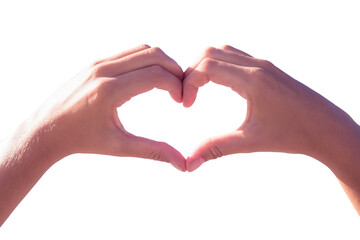 Fototapeta premium Hands making heart shape on the beach