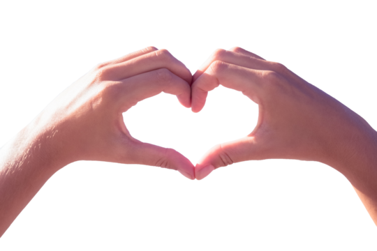 Hands making heart shape on the beach - Powered by Adobe