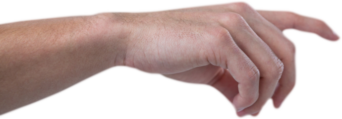 Cropped hand of man pretending to touch invisible screen