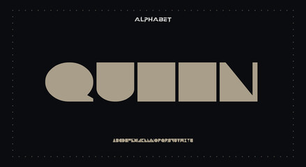 QUEEN Abstract Fashion Best font alphabet. Minimal modern urban fonts for logo, brand, fashion, Heading etc. Typography typeface uppercase lowercase and number. vector illustration full Premium look