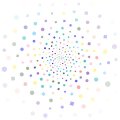 Festival seamless pattern with confetti. Repeating background, vector illustration with different shapes