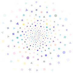 Festival seamless pattern with confetti. Repeating background, vector illustration with different shapes