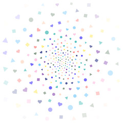 Festival seamless pattern with confetti. Repeating background, vector illustration with different shapes