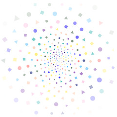 Festival seamless pattern with confetti. Repeating background, vector illustration with different shapes