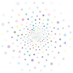Festival seamless pattern with confetti. Repeating background, vector illustration with different shapes