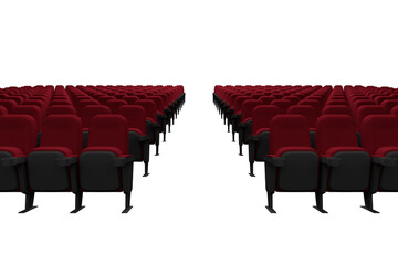 Red chairs against white background