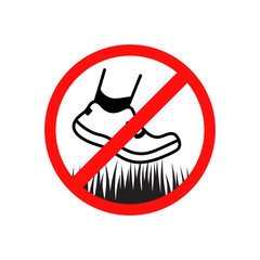 Please keep of the grass sign. Caution, warning, please stay off the green lawn. Forbidden stepping on the garden. Do not enter, no walking zone. Eps10 vector illustration.