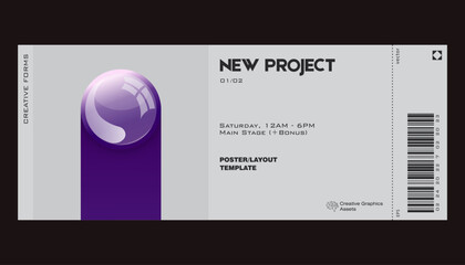 Naklejka premium Ticket featuring colorful realistic balls. Great for branding presentation, poster, cover, art, tickets, prints, etc.