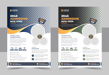 Creative and modern online school kids education admission flyer poster template, Kids back to school education admission flyer poster template, book cover, leaflet, poster, brochure template