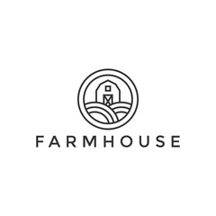 Obraz premium Farm house minimalist logo design template
