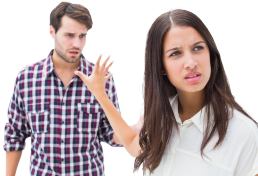 Angry brunette not listening to her boyfriend