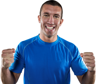 Portrait of happy rugby player