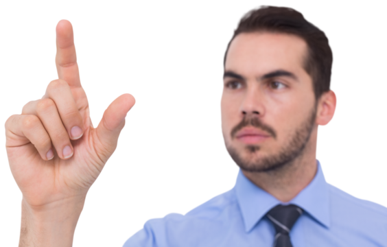 Businessman measuring something with his fingers