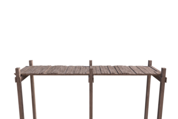 Wooden pier against white background