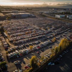 Endless Rows of Parked Cars in Vast Parking Lot