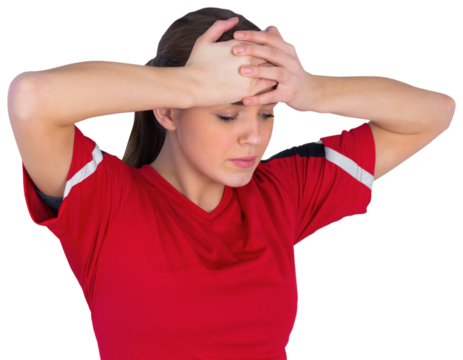 Disappointed football fan in red - Powered by Adobe