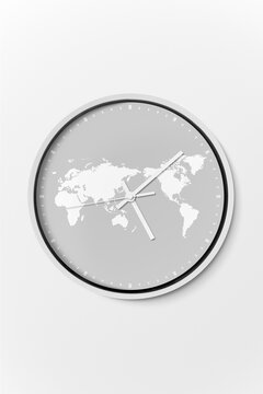 Round clock with world map
