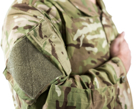 Mid section of military soldier taking oath - Powered by Adobe