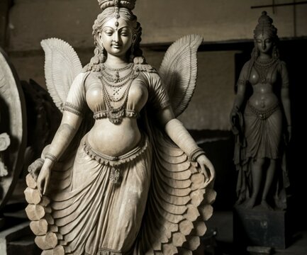 Indian goddess. Hindu goddess. Close-up. Generated by AI