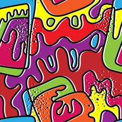 Abstract seamless urban pattern with wave colorful shapes