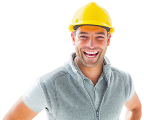 Portrait of handyman laughing