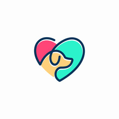Dog head logo design in love shape