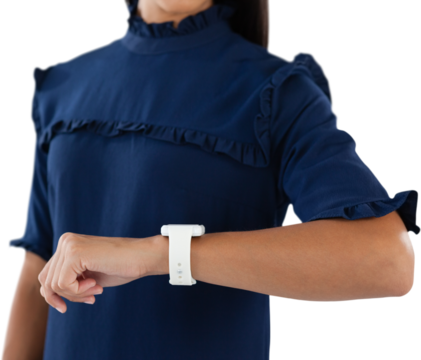 Female executive wearing smartwatch
