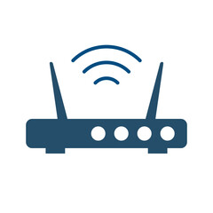 Router and radio wave silhouette icon. wi-fi access point. Vector.