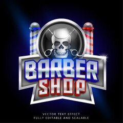 3D teks Barbershop logo editable teks design