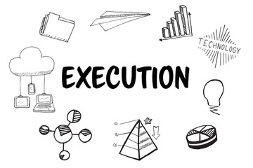 Execution text surrounded by various web icons