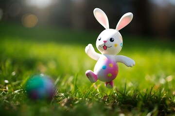 Cute bunny, easter eggs, Generative AI