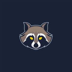 raccoon head animal logo vector