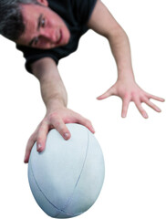 Fototapeta na wymiar A rugby player scoring a try