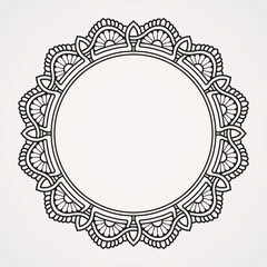 Circular sunflower ornaments form a photo frame. suitable for henna, tattoos, photos, coloring books. islam, hindu,Buddha, india, pakistan, chinese, arab