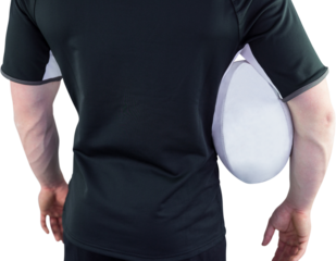 Rugby player holding a rugby ball