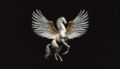 Pegasus animal abstract stallion wallpaper. Contrast background mythical horse with wings in vivid colors generative ai