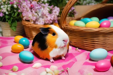 A guinea pig's Easter playtime