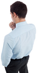 Thoughtful businessman with hand on chin