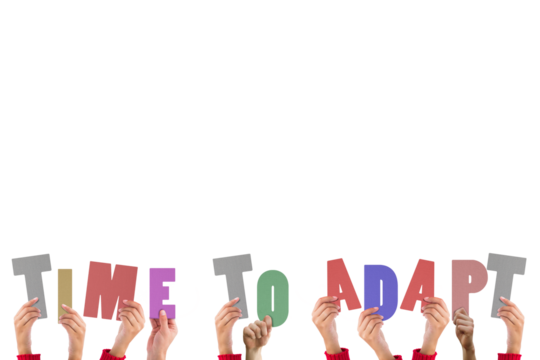 Hands holding up time to adapt